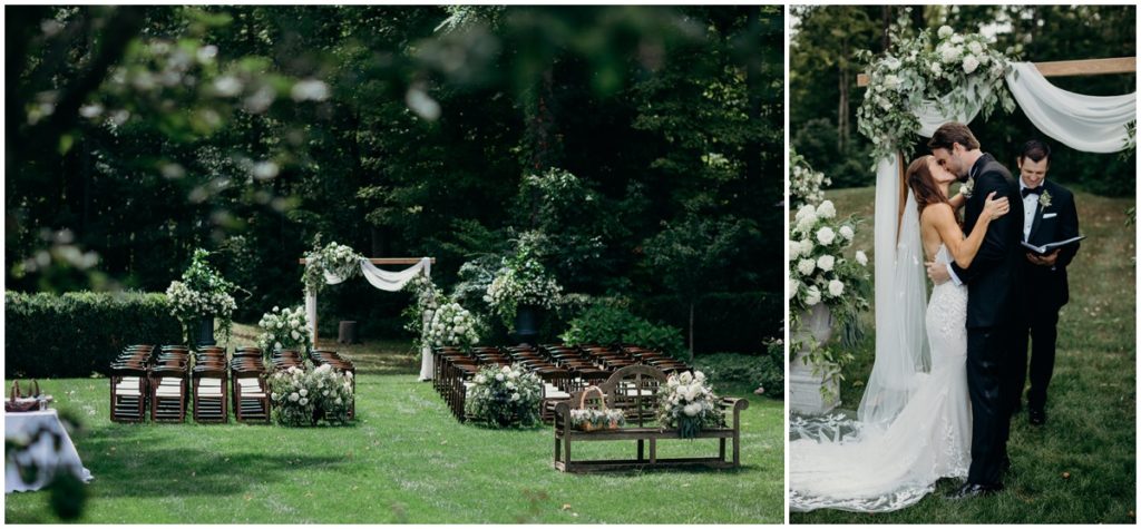 This bride and groom's wedding ceremony in the backyard of private property