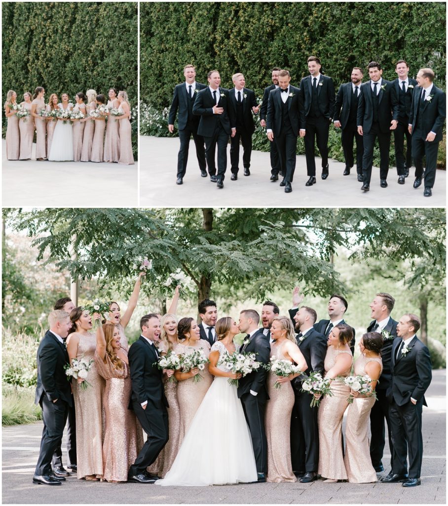 The wedding party took seperate bridal and groomens photos and then a big group photo together outside the city winery