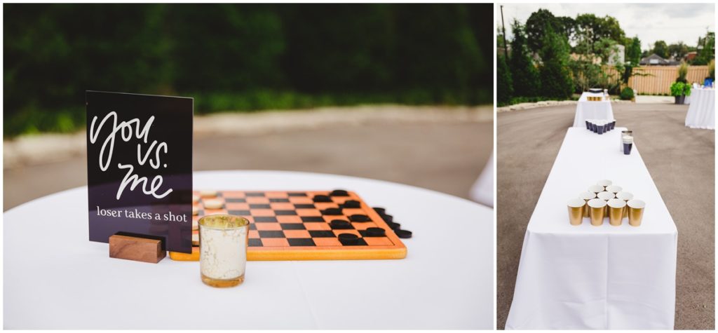 There were games like beer pong and checkers for guests to play at cocktail hour outside the Clerestory