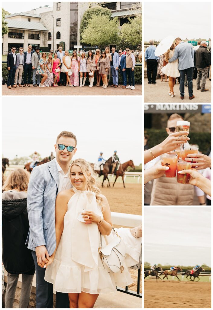 Bride and Groom and their wedding party at horse races before their wedding at Apiary Fine Catering & Events 
